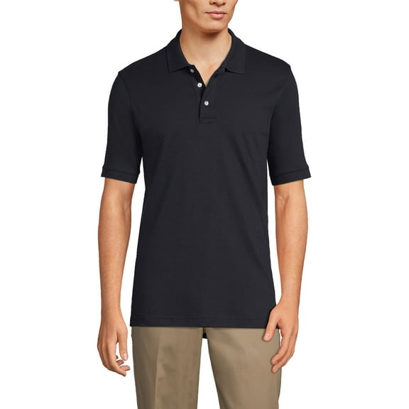 Lands' End Essentials Men's Long Sleeve All Day Comfort Polo Shirt - 100% Cotton Won't Shrink Pill Fade