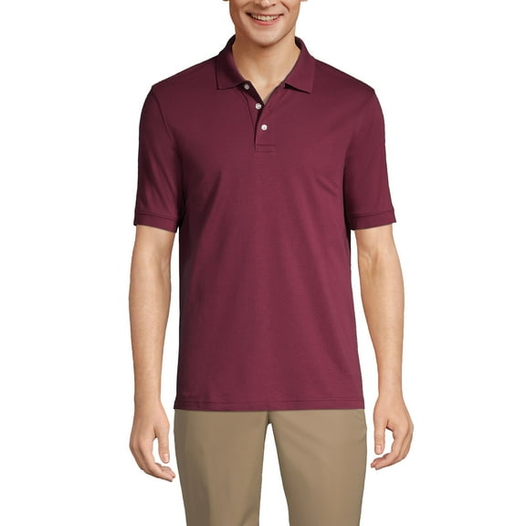 Lands' End Essentials Men's Long Sleeve All Day Comfort Polo Shirt - 100% Cotton Won't Shrink Pill Fade