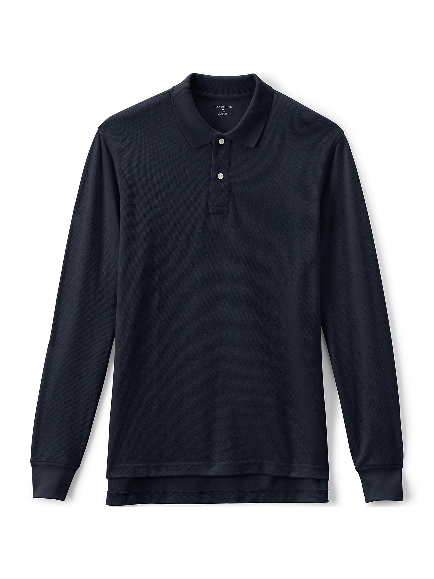 Lands' End School Uniform Men's Tall Long Sleeve Mesh Polo Shirt