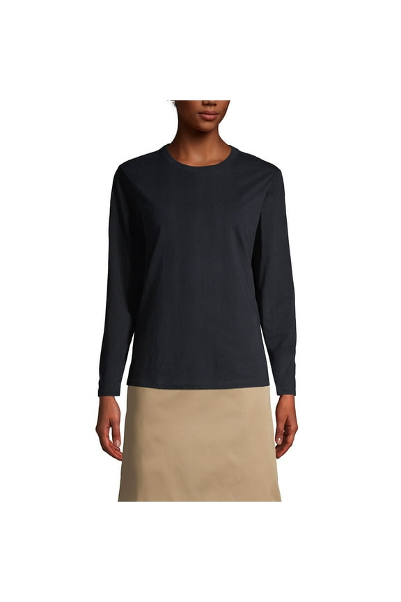 Essentials Women's Long-Sleeve Soft Cotton T-Shirt - Tailored Feminine Fit