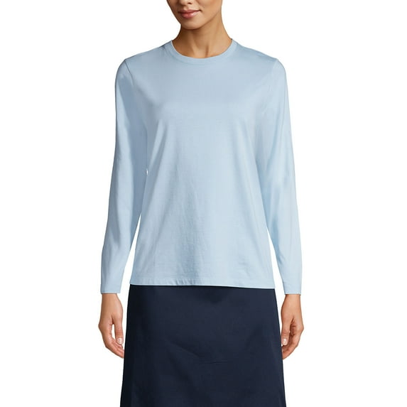 Lands' End Essentials Women's Long-Sleeve Soft Cotton T-Shirt - Tailored Feminine Fit