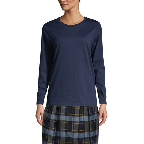 Lands' End Essentials Women's Long-Sleeve Soft Cotton T-Shirt - Tailored Feminine Fit