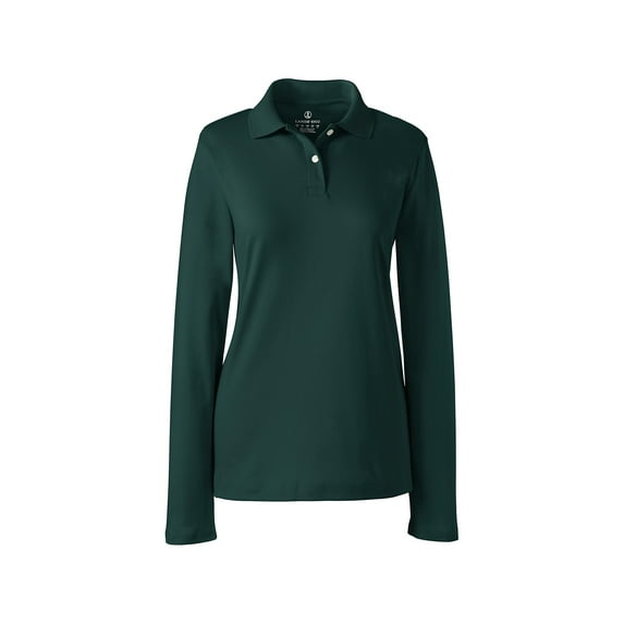 Lands' End School Uniform Women's Long Sleeve Feminine Fit Interlock Polo Shirt