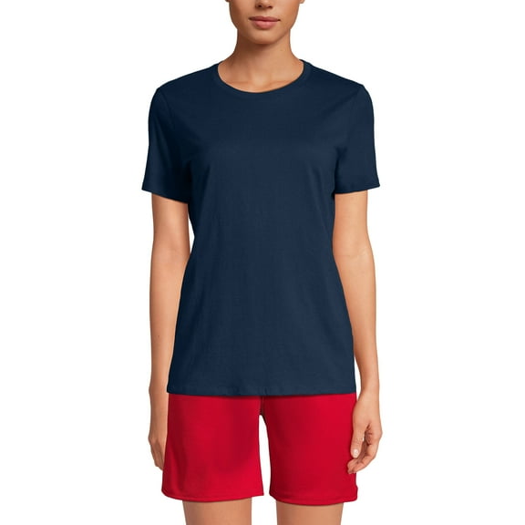 Lands' End Essentials Women's Short-Sleeve Soft Cotton T-Shirt - Tailored Feminine Fit