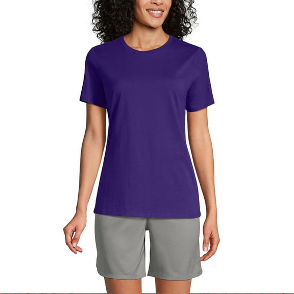 Lands' End Essentials Women's Short-Sleeve Soft Cotton T-Shirt - Tailored Feminine Fit