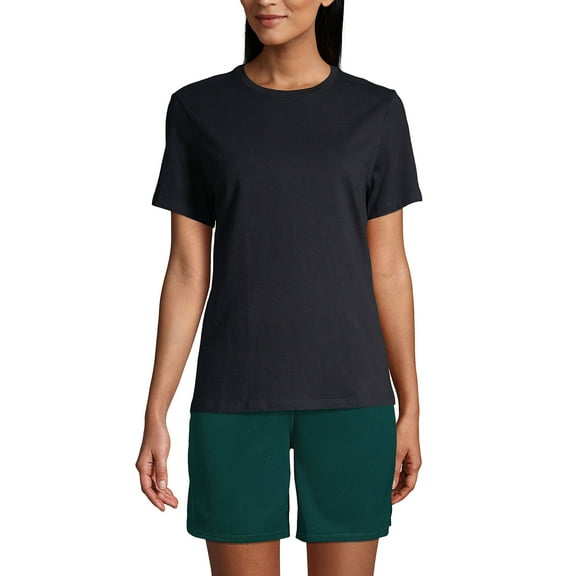 Lands' End Essentials Women's Short-Sleeve Soft Cotton T-Shirt - Tailored Feminine Fit