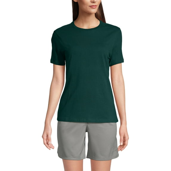 Lands' End Essentials Women's Short-Sleeve Soft Cotton T-Shirt - Tailored Feminine Fit
