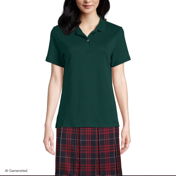 Lands' End Women's Short Sleeve Feminine Fit Interlock Polo Shirt