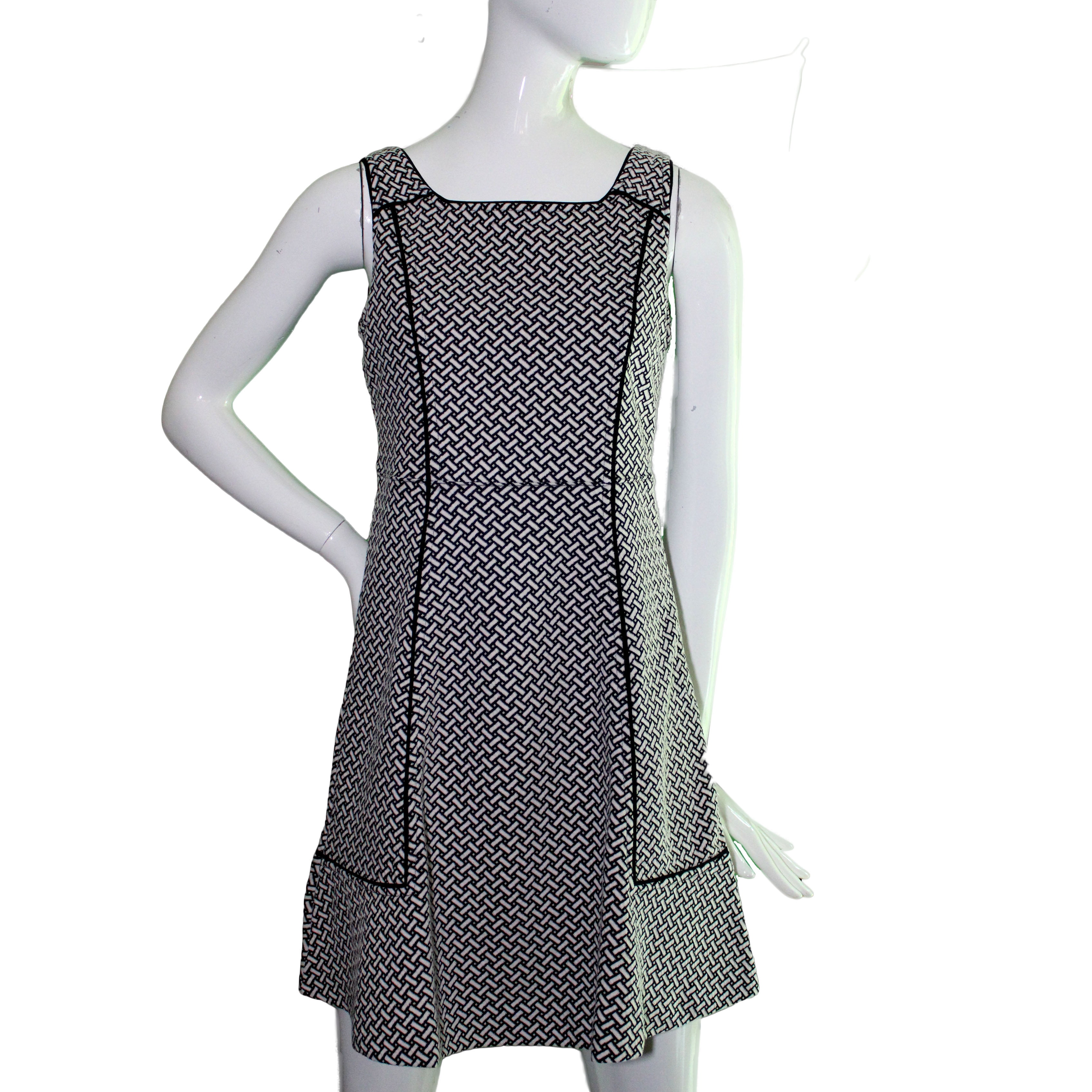 Lands End Size 6 Petite Sleeveless Jacquard Flounce Dress, Black & White -  Walmart.com