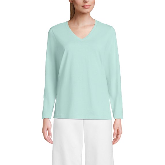 Lands' End Supima Cotton Long Sleeve V-Neck T-Shirt