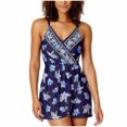 thumbnail image 1 of Lands' End UPF 50 Blue Tulip Wrap Swim Dress Convertible Straps Lined Swimsuit, Medium, 1 of 3