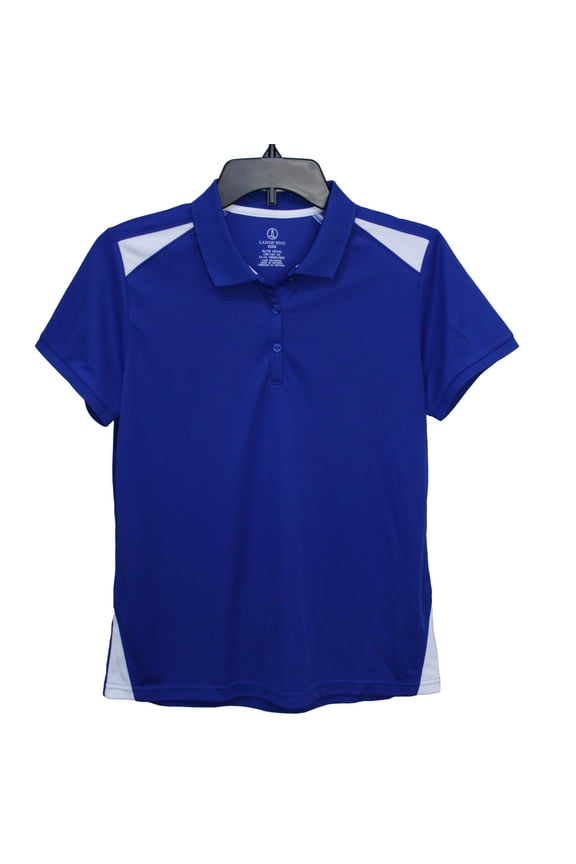 Lands End Uniform Girl's XL (16) Short Sleeve Active Polo, Cobalt Blue