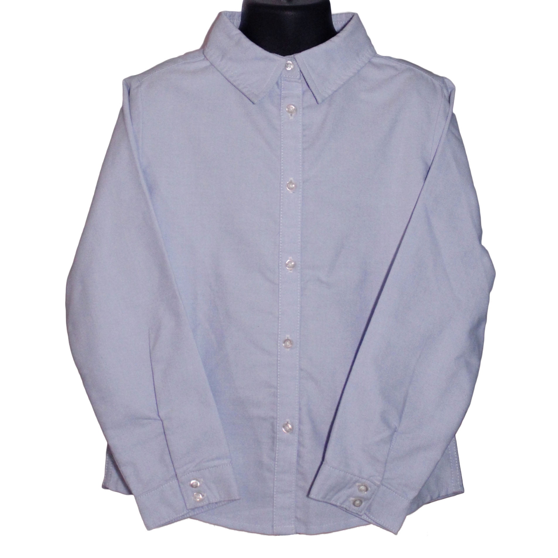 LANDS' END Lands End Uniform Little Girl Size 5, Long Sleeve Oxford Button Down Shirt, Blue