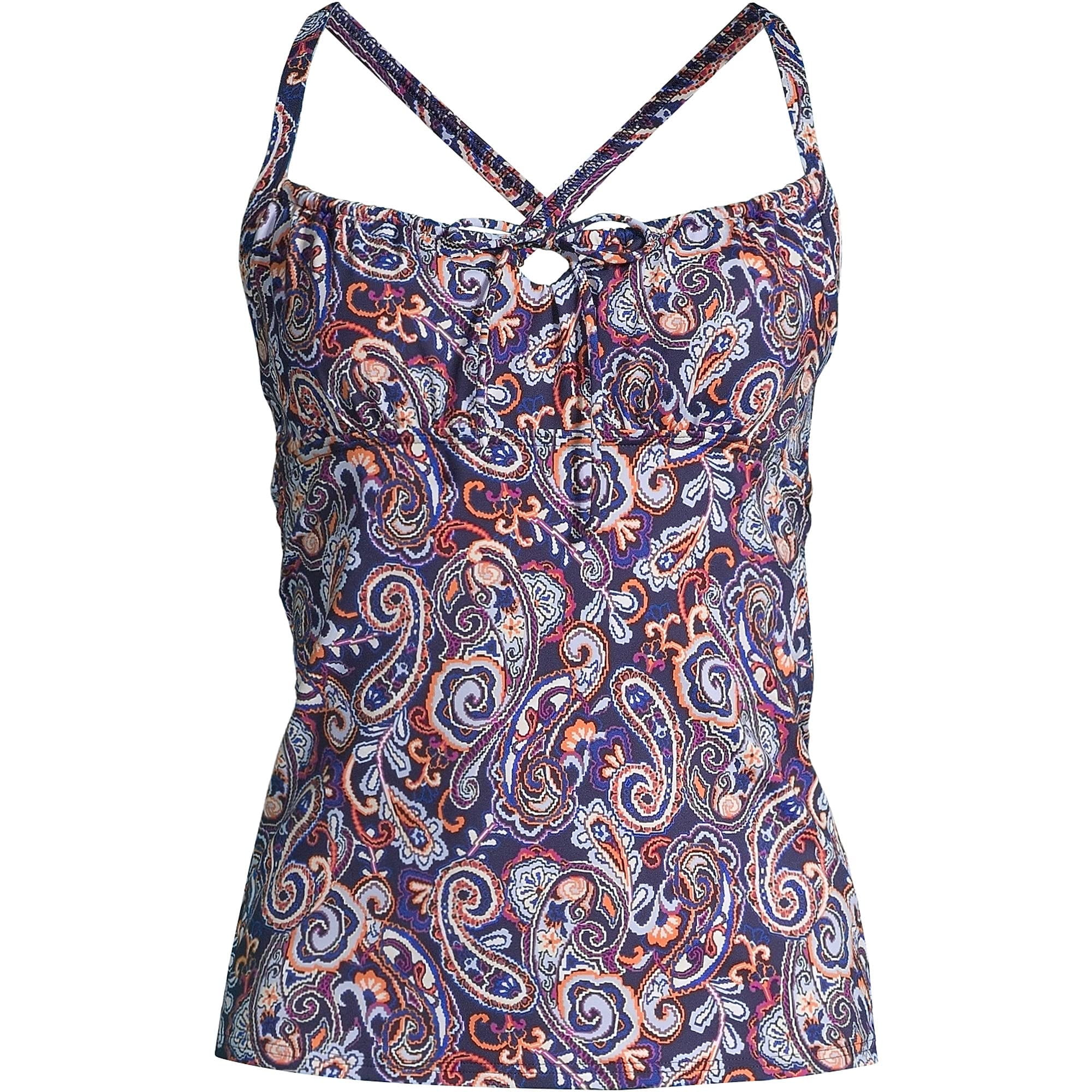 Lands' End Women Chlorine Resistant Tie Front Underwire Tankini Top ...