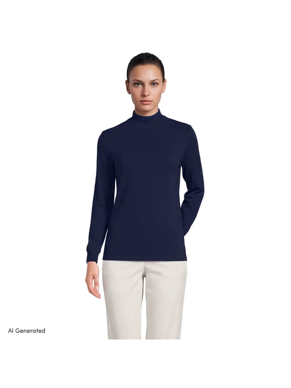 Women's Cotton Mock Turtleneck