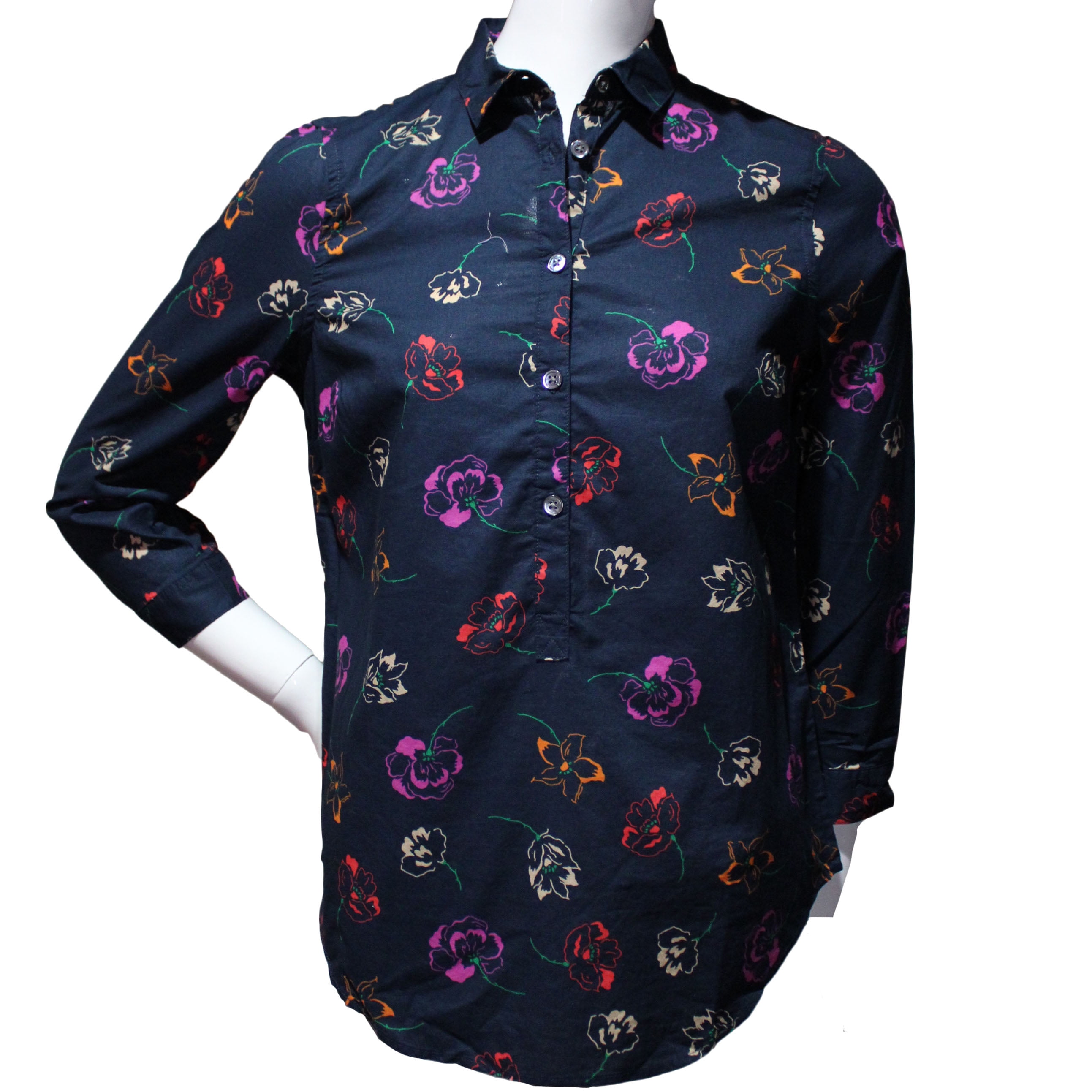 Lands End Women Size Petite Button Down Collared Blouse, Classic