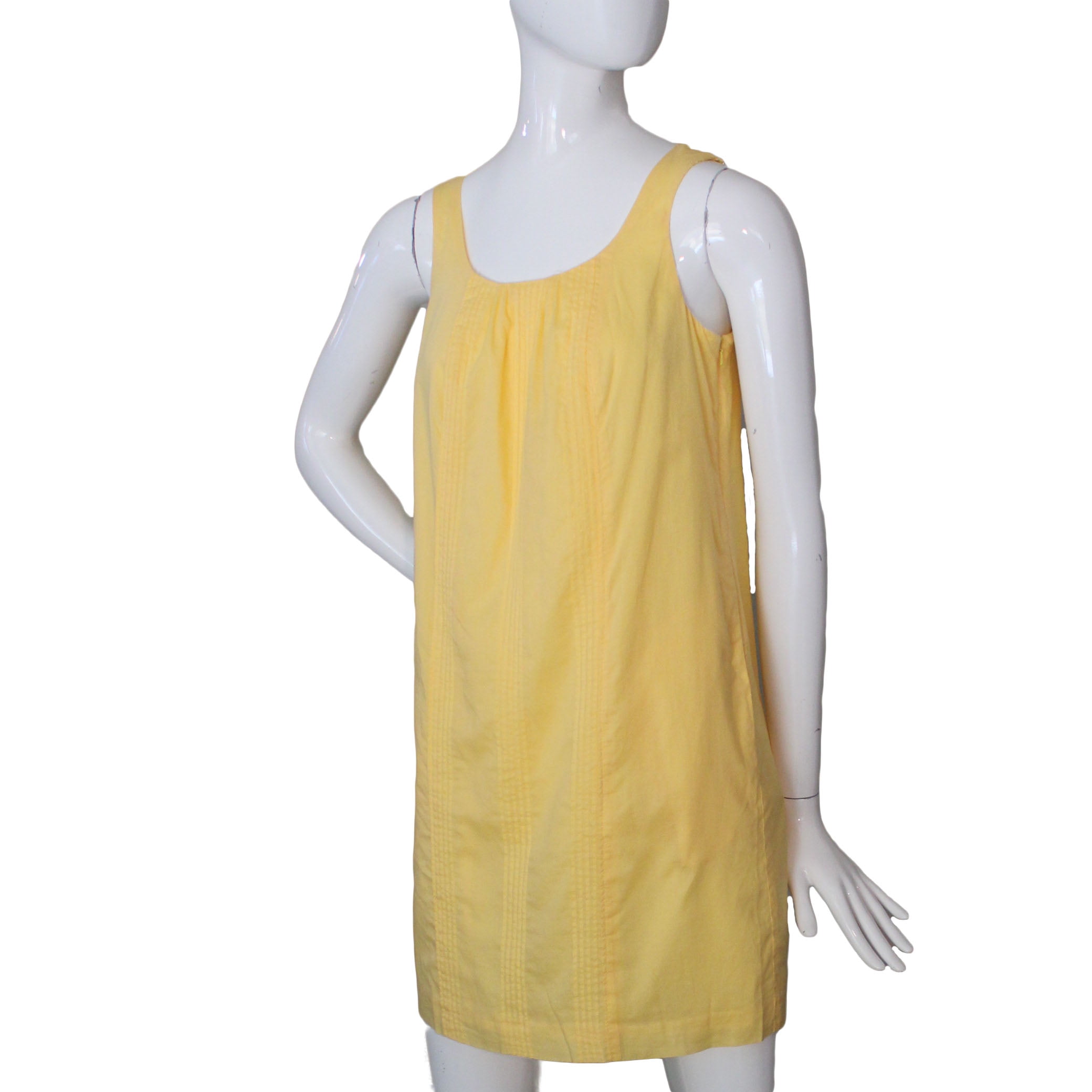 Lands' End Women Size 4 Petite Sleeveless Cotton Pintuck Dress, Light Sun Yellow, Women's Lands' End Women Size 4 Petite Sleeveless Cotton Pintuck Dress, Light Sun Yellow, Women's