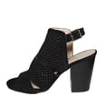 thumbnail image 1 of Lands End Women Size 7.5 B, Heeled Perforated Sandal, Black Suede, 1 of 8