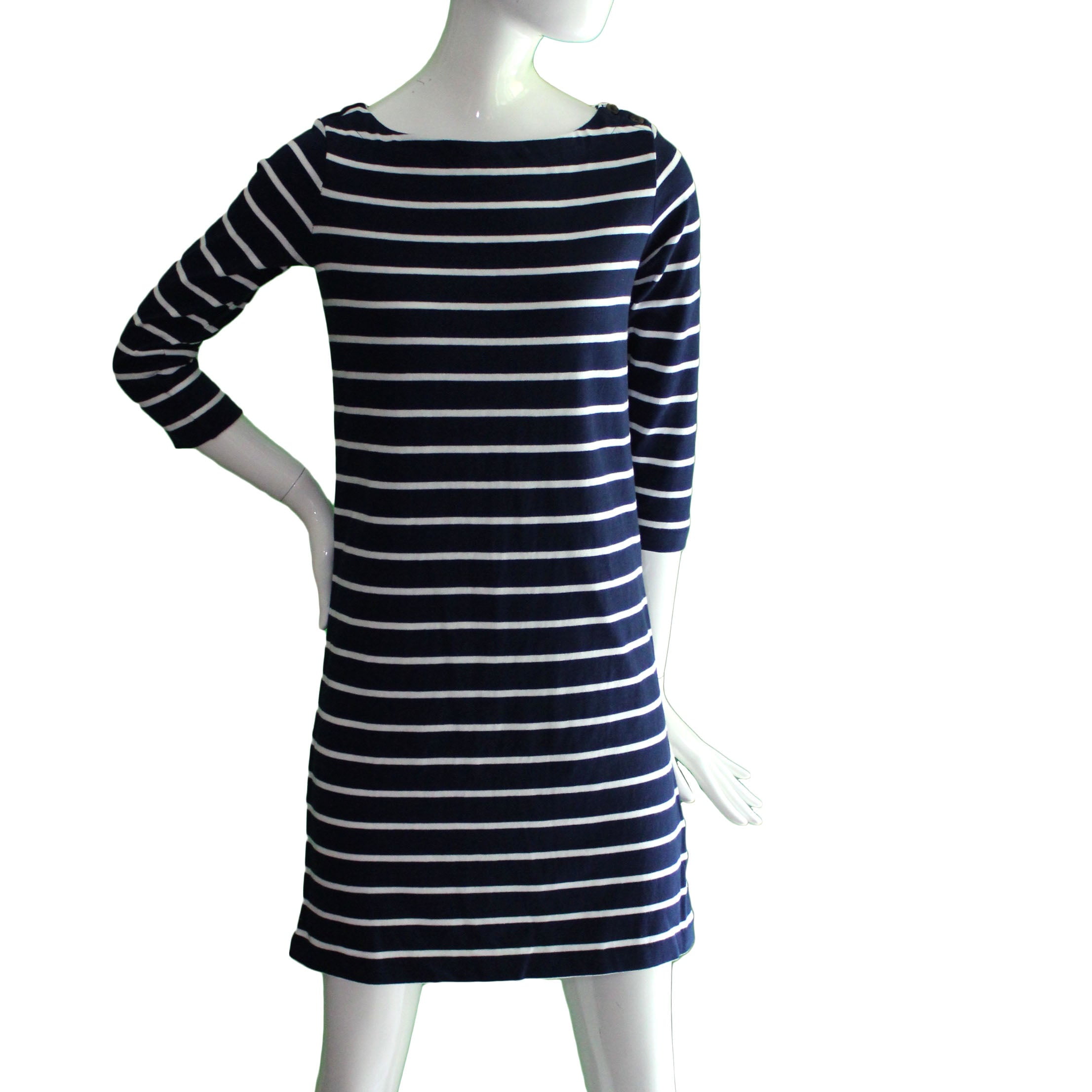 Lands End Women XXS 00 0 Petite 3 4 Sleeve Shift Dress Navy Stripe Walmart