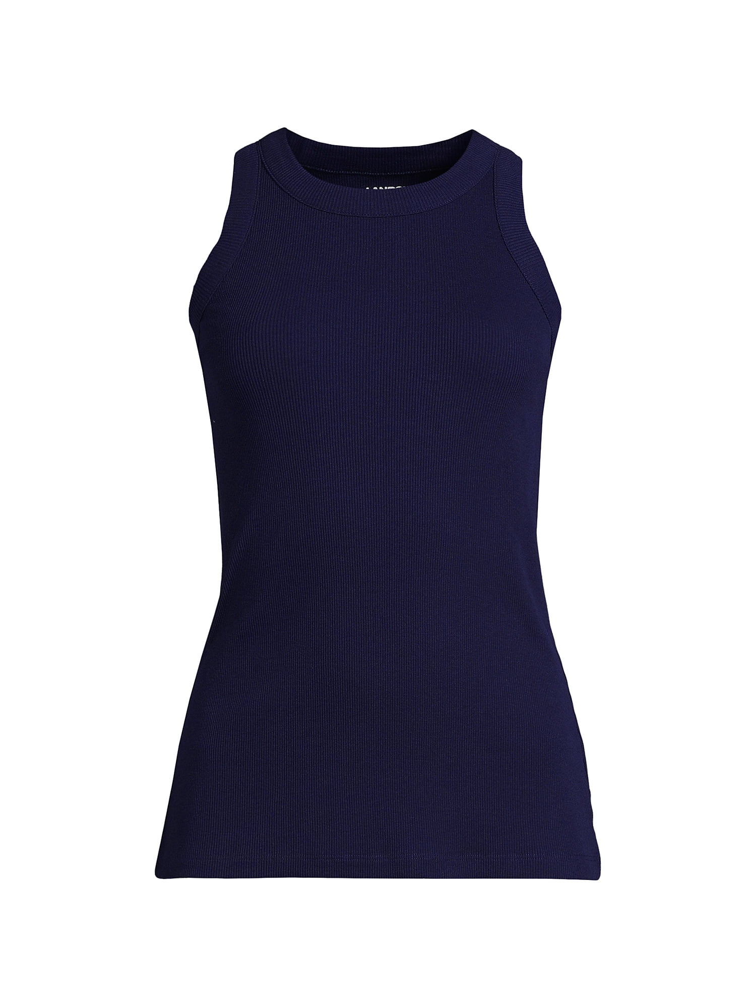 Lands' End Women's 2x2 Rib Crew Neck Tank Top