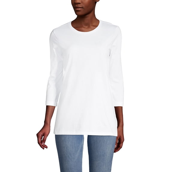 Lands' End Women's 3/4 Sleeve American-Grown Supima Cotton Crewneck Tunic