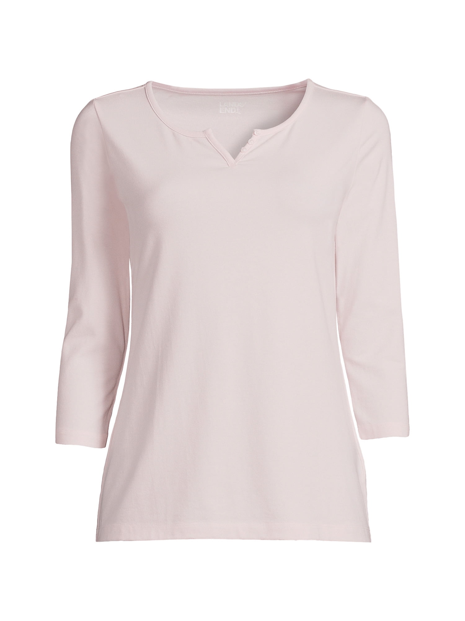 Lands' End Women's 3/4 Sleeve Lightweight Jersey Henley Top
