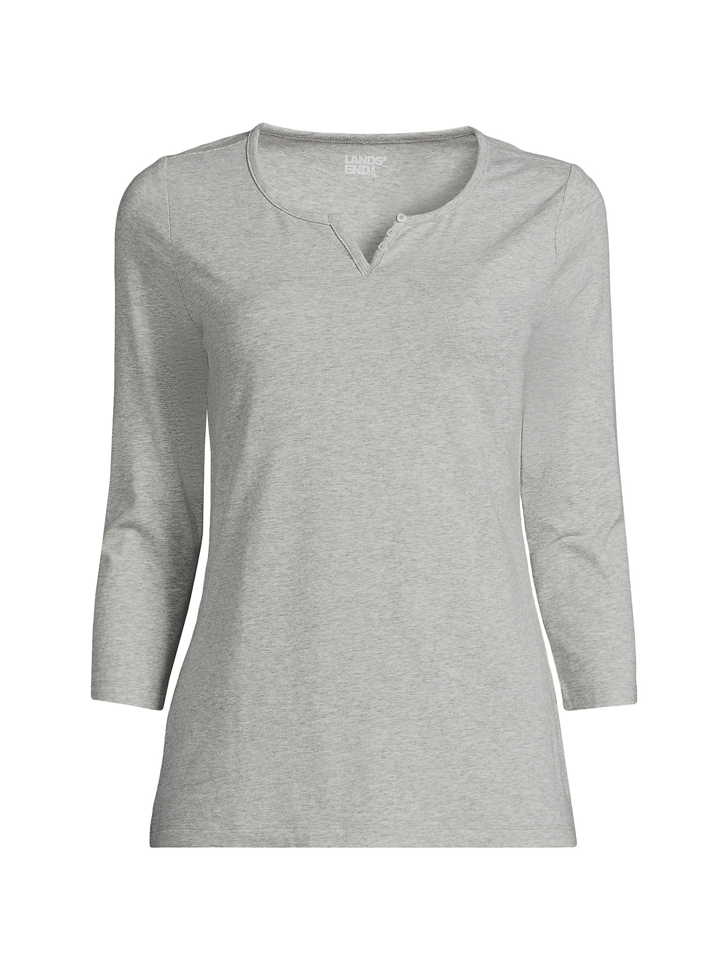 Lands' End Women's 3/4 Sleeve Lightweight Jersey Henley Top