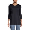 thumbnail image 1 of Lands' End Women's 3/4 Sleeve American-Grown Supima Cotton Crewneck Tunic, 1 of 5