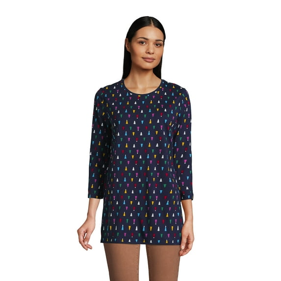 Lands' End Women's 3/4 Sleeve Supima Cotton Crewneck Tunic