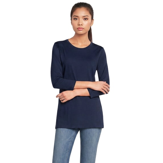 Lands' End Women's 3/4 Sleeve American-Grown Supima Cotton Crewneck Tunic