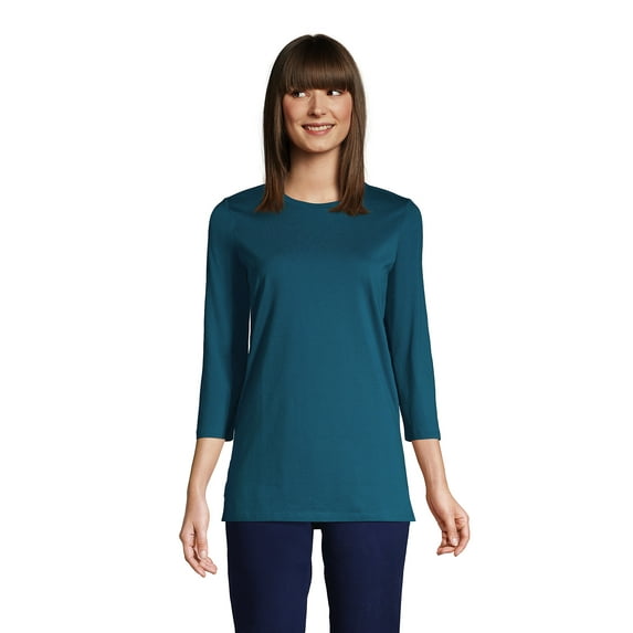 Lands' End Women's 3/4 Sleeve Supima Cotton Crewneck Tunic