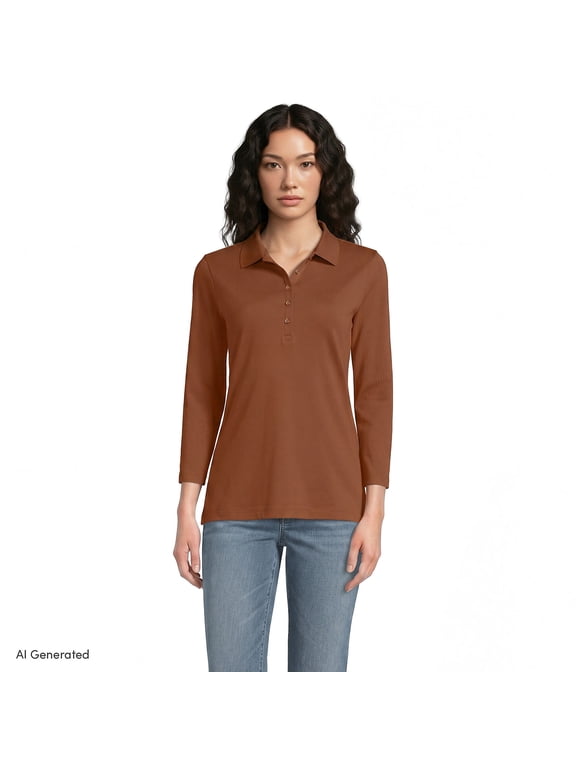Women's 3/4 Sleeve Supima Cotton Polo Shirt