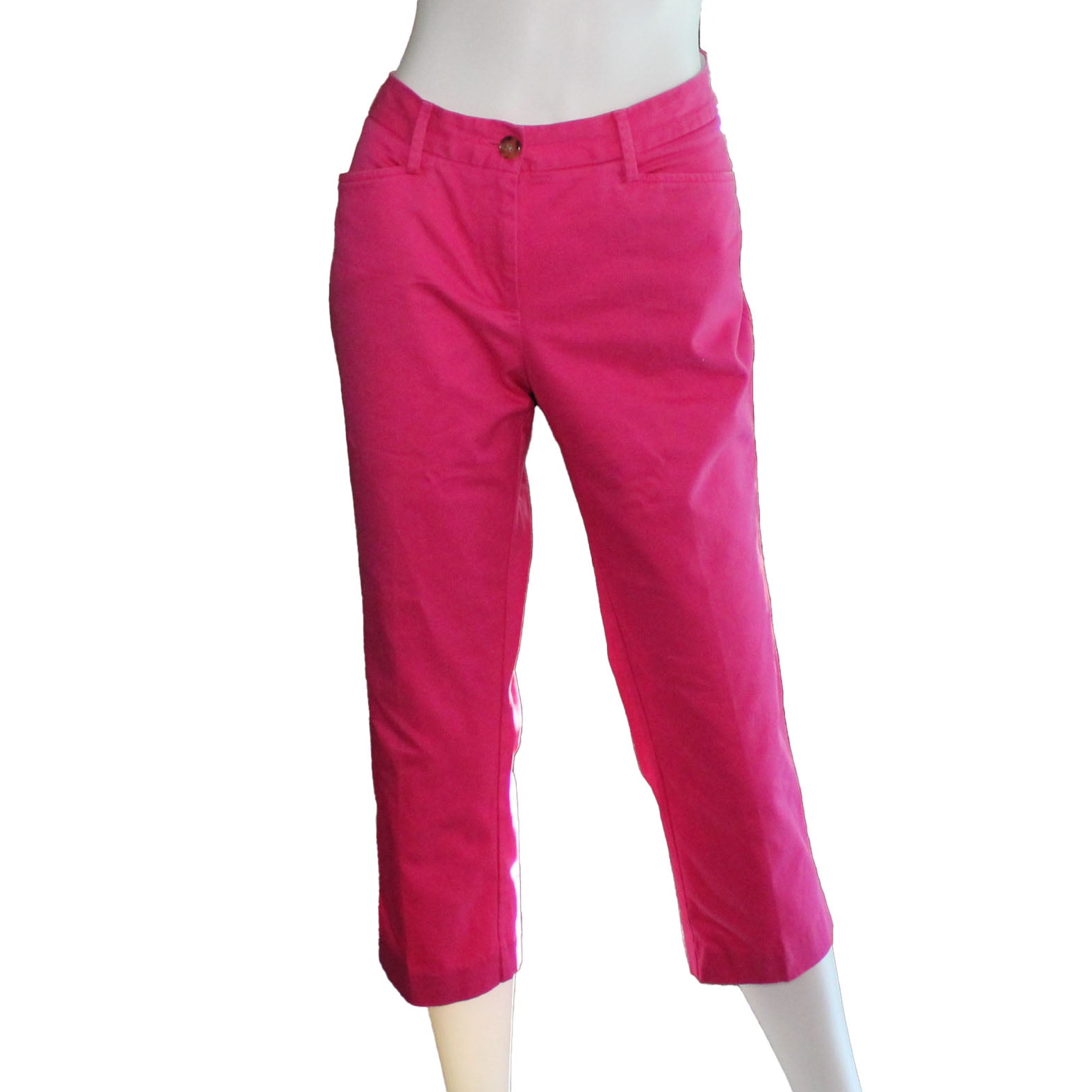 Lands End Women s 8 Petite Mid Rise Crop Chino Pants Vibrant Magenta