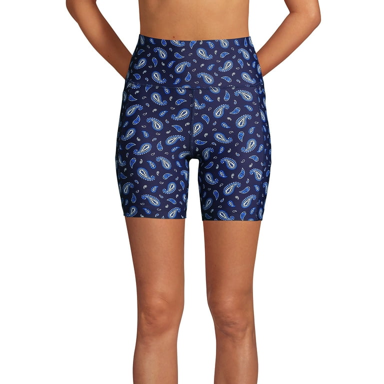 Lands' End Women's Chlorine Resistant High Waisted 6 Bike Swim Shorts with UPF  50 Sun Protection 