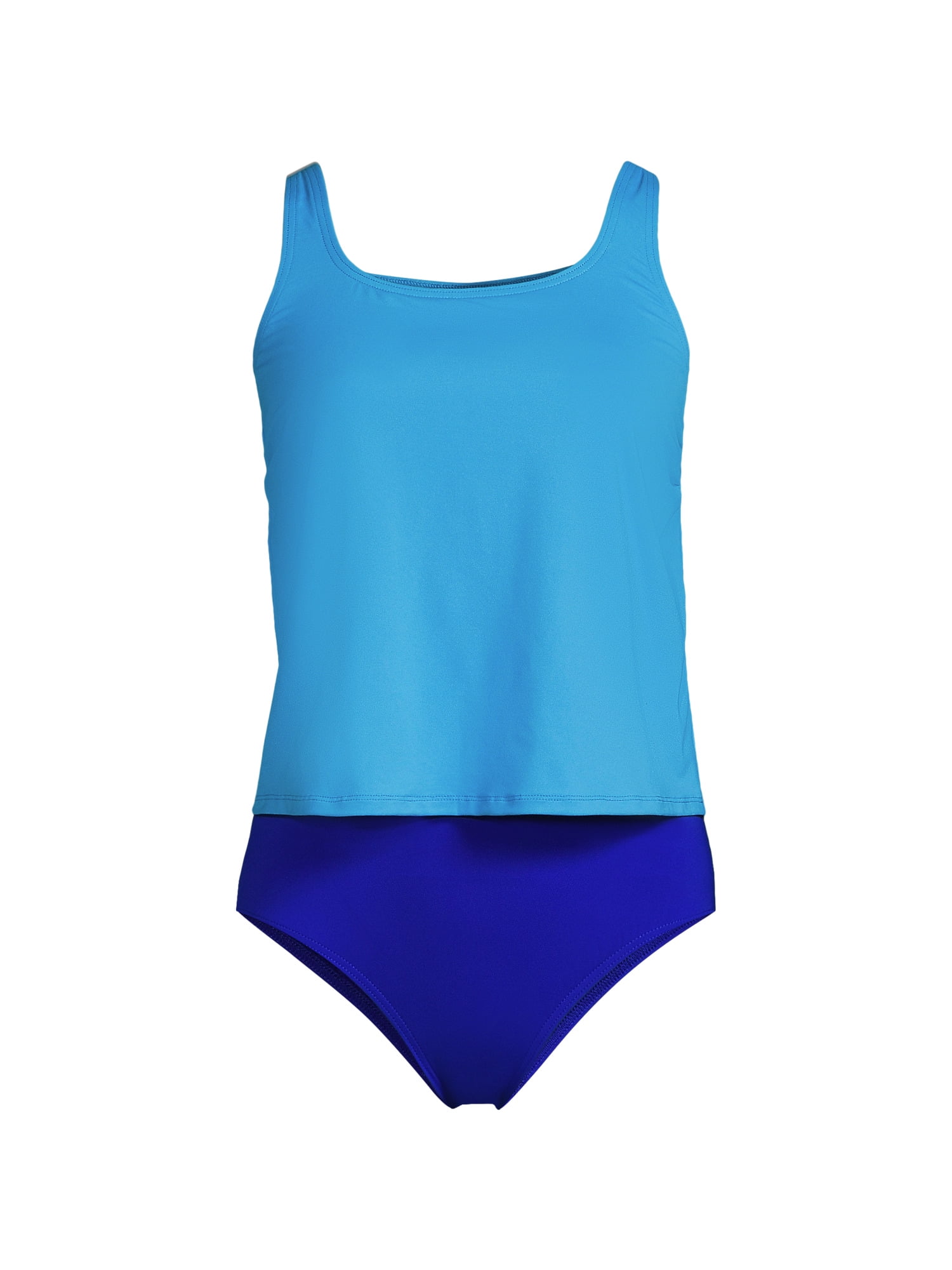 Lands' End Women's Chlorine Resistant One Piece Scoop Neck Fauxkini