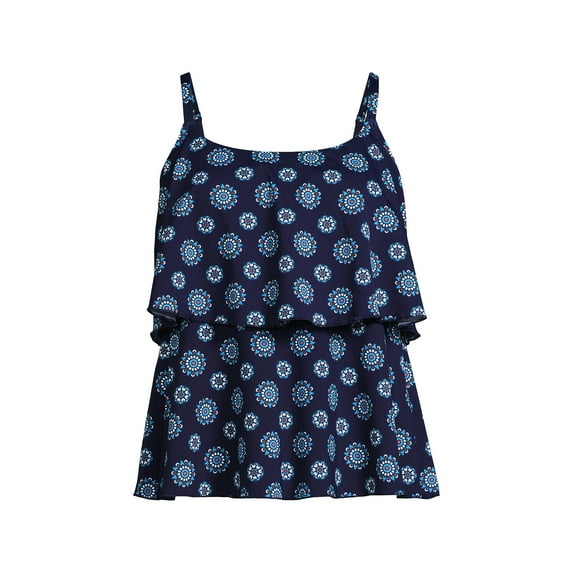 Lands' End Women's Chlorine Resistant Scoop Neck Tiered Tankini Swimsuit Top