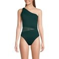 thumbnail image 1 of Lands' End Women's Chlorine Resistant Smoothing Control Mesh High Leg One Shoulder One Piece Swimsuit, 1 of 3