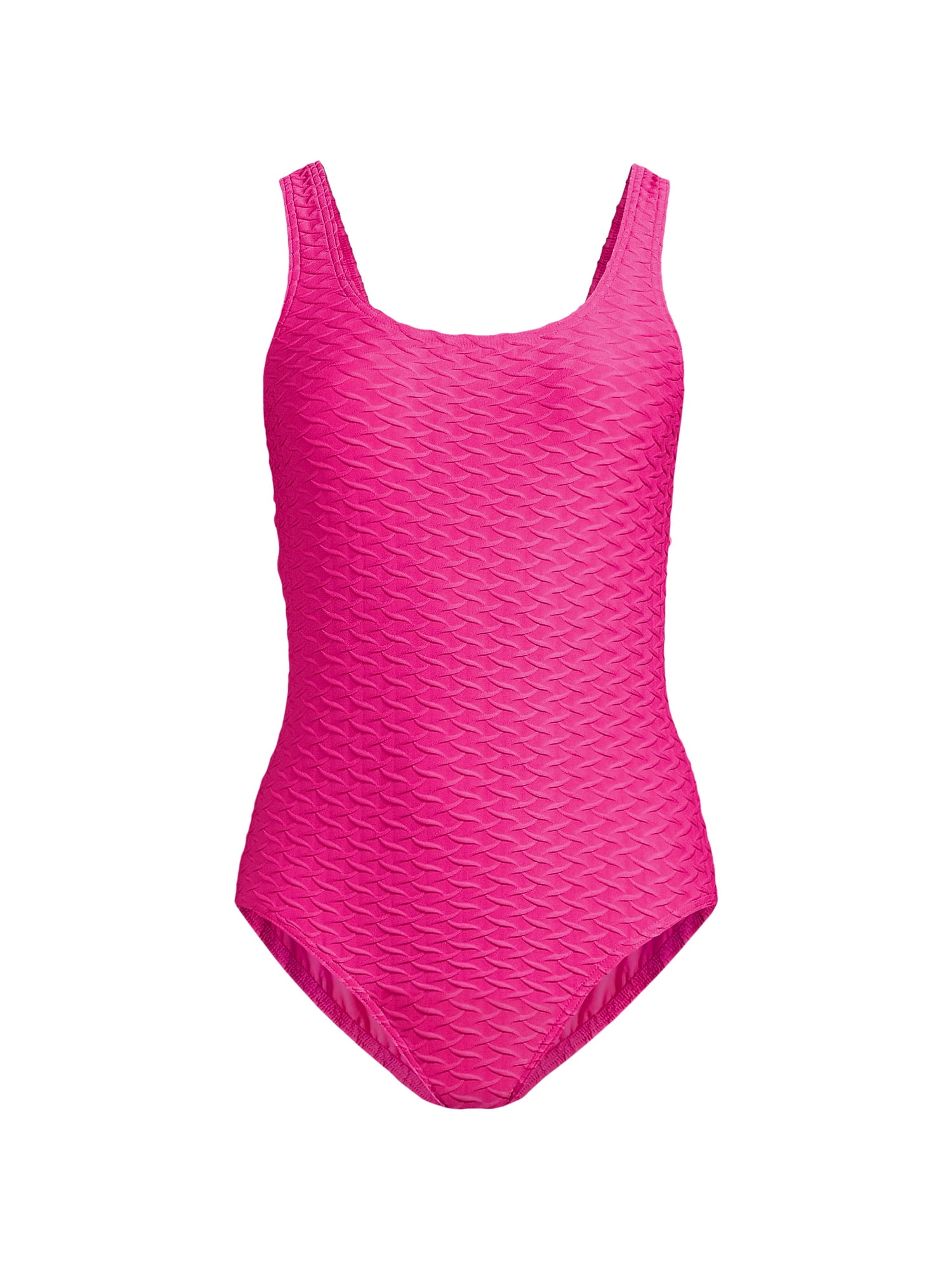 Lands' End Women's Chlorine Resistant Texture High Leg Soft Cup Tugless