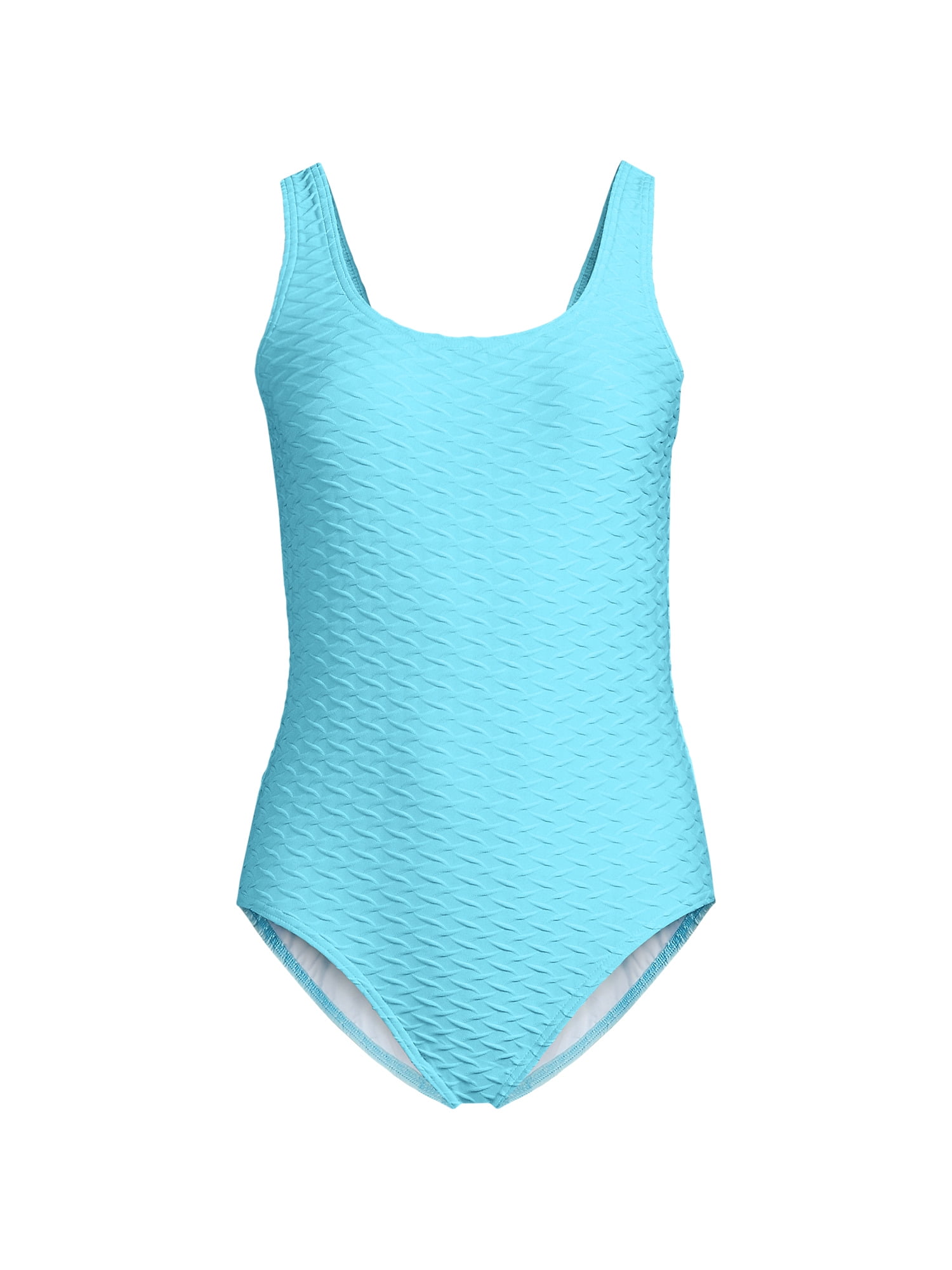 Lands' End Women's Chlorine Resistant Texture High Leg Soft Cup Tugless