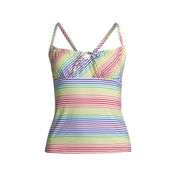 Lands' End Women's Chlorine Resistant Tie Front Underwire Tankini Top Swimsuit Adjustable Straps