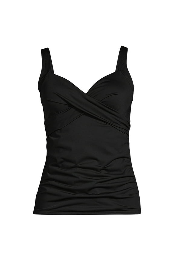Women's Chlorine Resistant Tummy Control Wrap Underwire Tankini Swimsuit Top