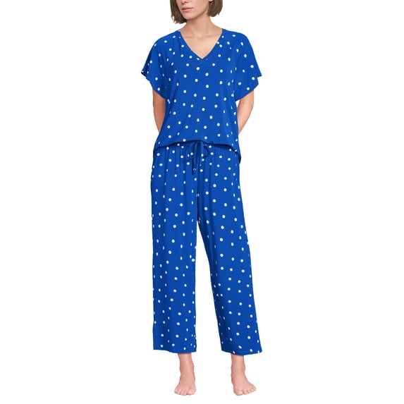 Lands' End Women's Cooling Pajama Set - Short Sleeve Top and Crop Pants