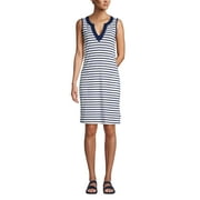 LANDS' END Women's Cotton Jersey Sleeveless Swim Cover-up Dress Print