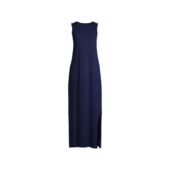 Lands' End Women's Cotton Jersey Sleeveless Swim Cover-up Maxi Dress