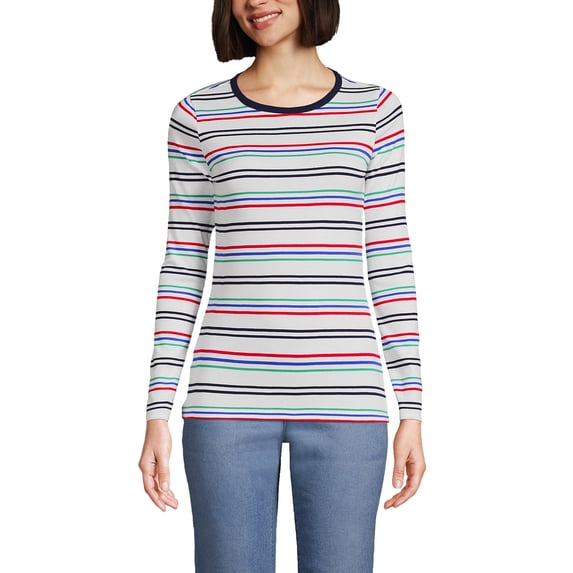 Lands' End Women's Cotton Rib Long Sleeve Crewneck T-Shirt