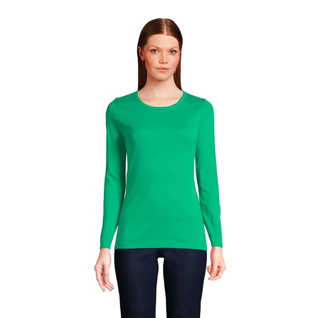 Lands' End Women's Cotton Rib Long Sleeve Crewneck TShirt