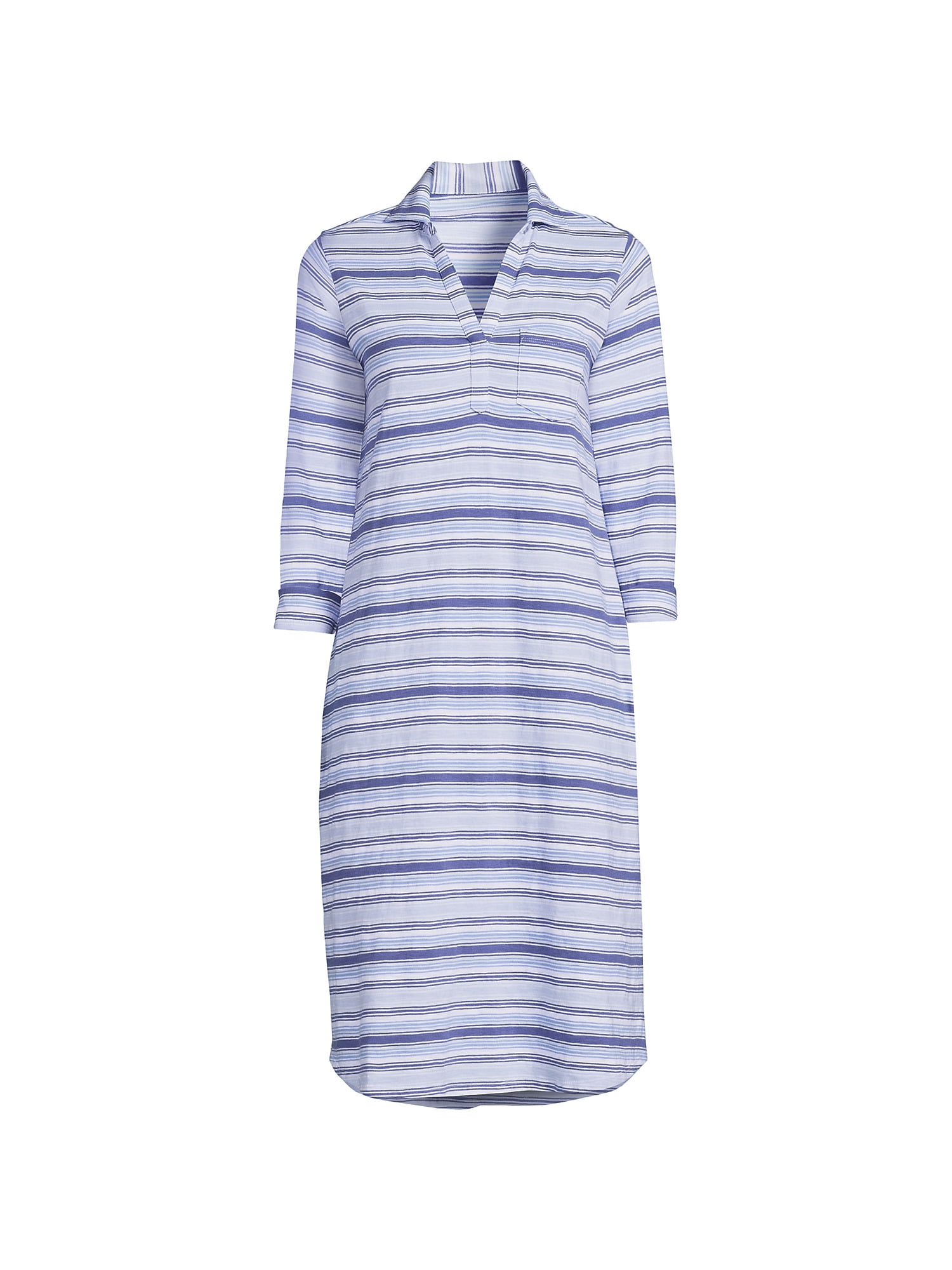 Lands' End Women's Cotton Slub 3/4 Sleeve Polo Dress