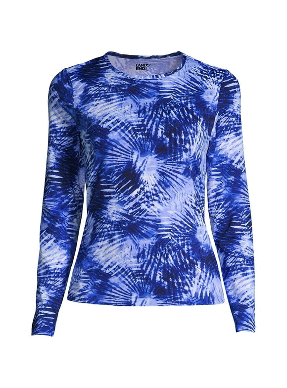 Women's Crew Neck Long Sleeve Rash Guard UPF 50 Sun Protection Modest Swim Tee Print