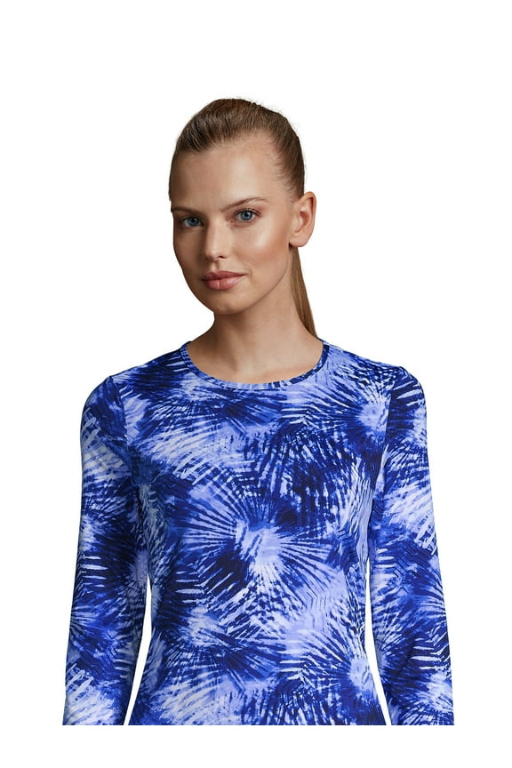 Women's Crew Neck Long Sleeve Rash Guard UPF 50 Sun Protection Modest Swim Tee Print