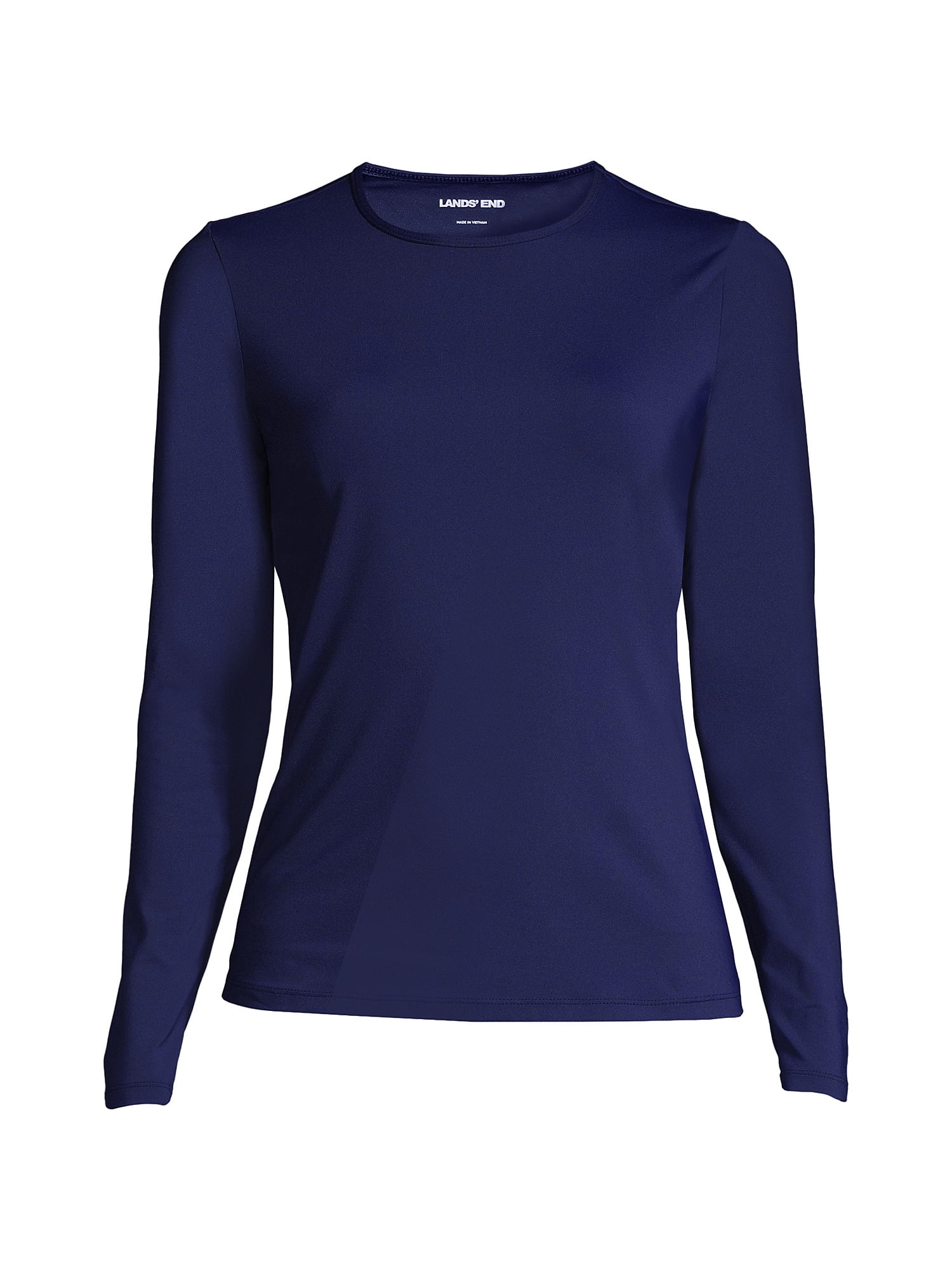 Lands' End Women's Crew Neck Long Sleeve Rash Guard UPF 50 Swim Tee